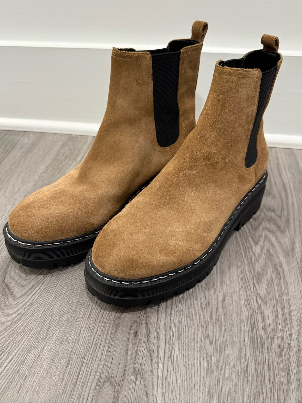 Marc Fisher Tan Suede Chukka Lug Boots